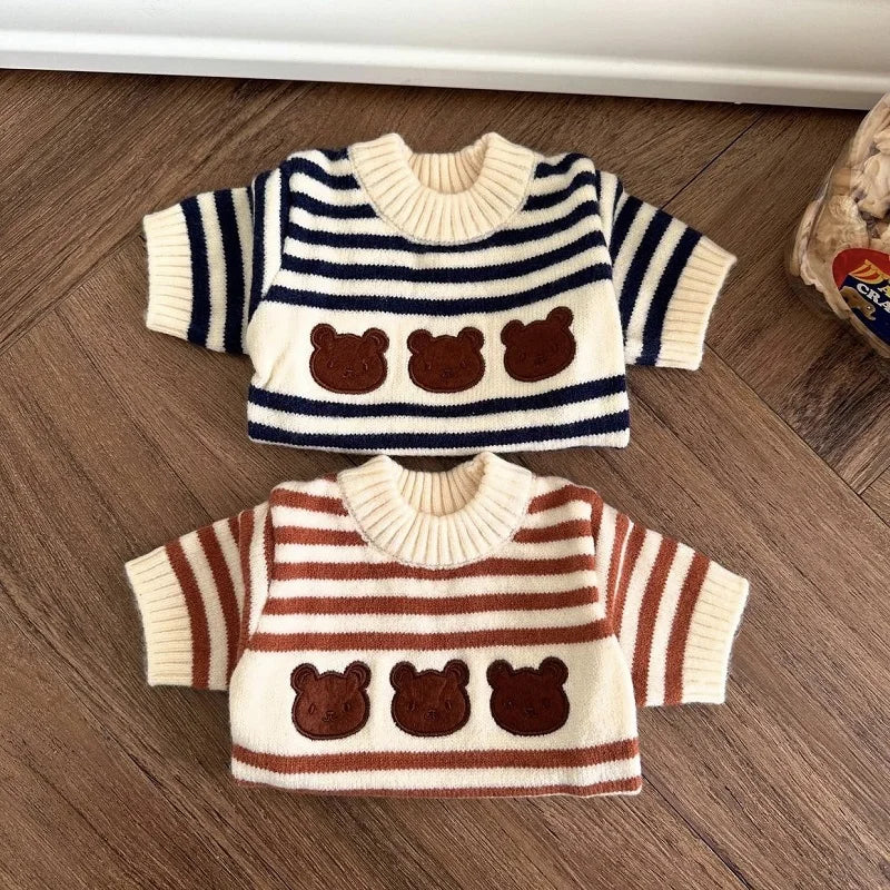 KishiDoodles “Bear Hug” Striped Sweater