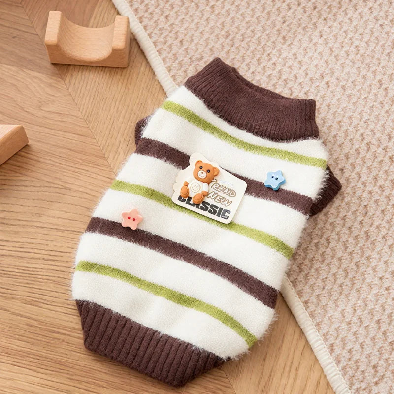 KishiDoodles “Bear Hug” Striped Sweater