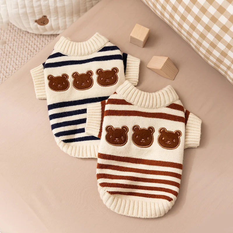 KishiDoodles “Bear Hug” Striped Sweater